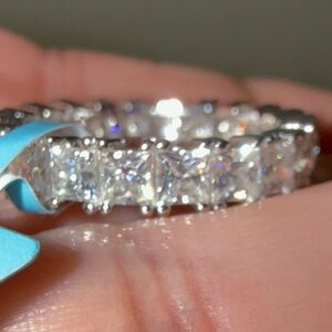 Sterling Silver Moissanite Eternity Ring Size 7